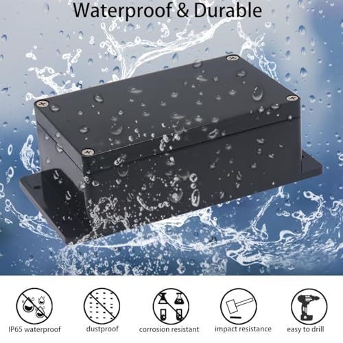 Project Box IP65 Waterproof Junction Box ABS Plastic Electrical Boxes DIY Electronic Project Case Power Enclosure with Fixed Ear 7.87x4.72x2.2 inch (200 x 120 x56 mm) - color: Black, size: 7.87"x4.72"x2.2"