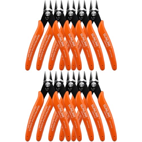 10 Pack Bulk Wholesale 5 Inch Side Cutters, 170 Industrial Grade Flush Cutters - Wire Clippers for Workshops, Schools, Resellers, Electronics Repair, Electrician
