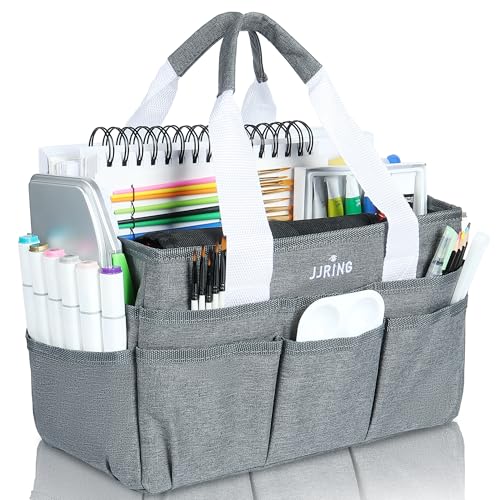 JJRING Craft Organizer Tote Bag Art Storage Caddy Grey - color: Grey, size: Small