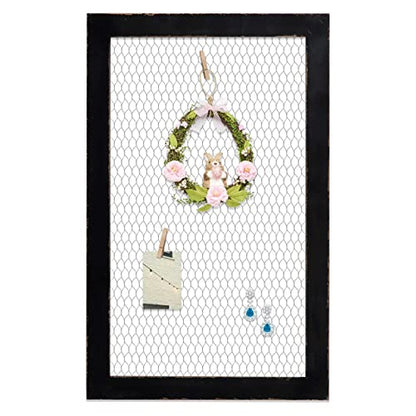 SOFE Farmhouse Memo Board Chicken Wire Frame, 18 × 29" Wall Grid - color: Black