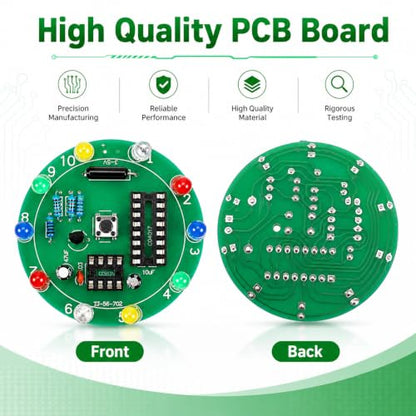 2PCS DIY Electronic Soldering Kit Training Board, DIY Lucky Wheel LED Light Soldering Practice Kit, Circuit Board Solder Project Solder Practice Kits for Electronics Beginners to Learn and Training