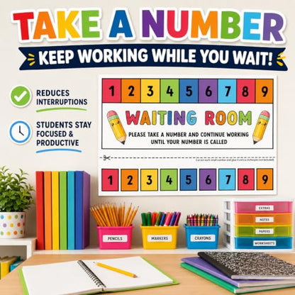 Andaz Press Rainbow Teacher Waiting Room Sign, Please Take a Number Classroom Poster for Student Management, Teacher Waiting in Line System, Behavior Management Visual Aid, 8.5x11 Thick Cardstock - color: Rainbow Teacher Waiting Room Sign