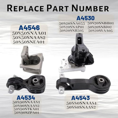 Engine Motor and Trans Mount Set of 4 Replaces # A4530 A4534 A4546 A4543 - size: 2006-2011 Civic 1.8L