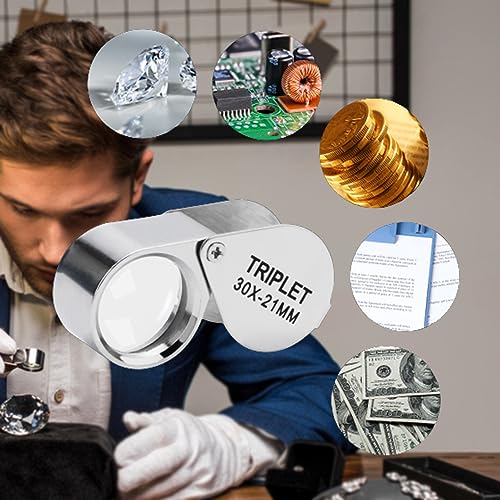Rongon 30X Pocket Jewelers Loupe, 5PCS Foldable Handheld Magnifier