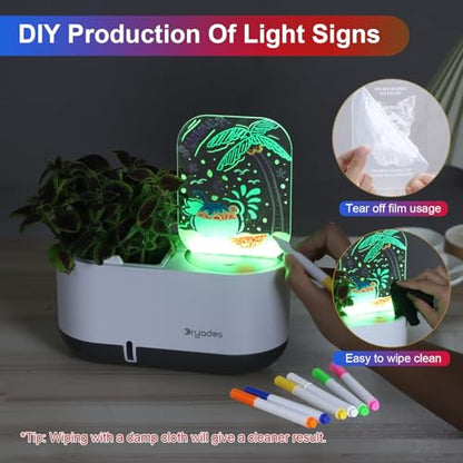 Planter with LED Note Board & 7 Colors Pen, Led Acrylic Message Board with Planter,Dog Board Night Light with Planting Pot for Mother's Day/Children's Day Gifts(No Plant) - color: Gray-Dog