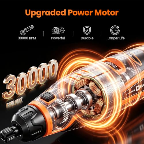 HARDELL 12V Cordless Rotary Tool Kit 6-Speed 30000RPM Rotary 94 Accessories - color: Black Orange