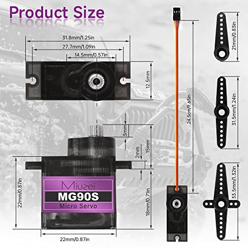 Miuzei MG90S 9G Micro Servo Motor Metal Gear for RC Plane Robot Arduino (4)