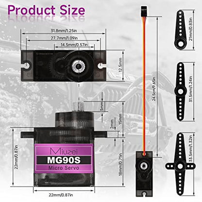 Miuzei MG90S 9G Micro Servo Motor Metal Gear for RC Plane Robot Arduino (4)