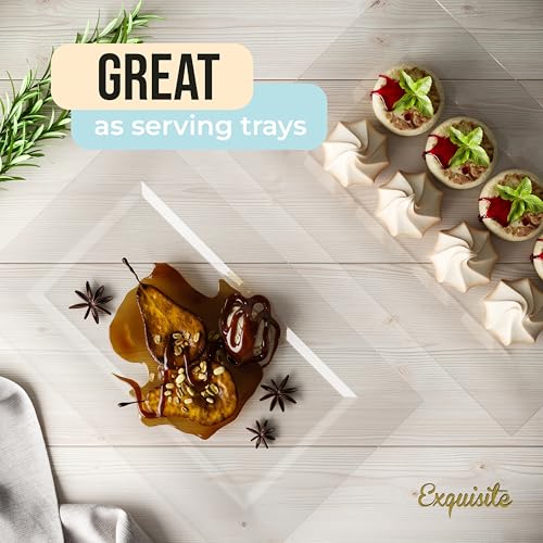 Exquisite 20 Pcs Clear Plastic Serving Trays for Party 9.5" Clear Platters - color: Clear, size: 9.5 Inches