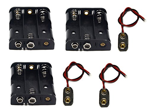 3 Pcs 3 x 1.5V (4.5V) AA Battery Holder Leads with 3 Pcs I Type Snap Connector Plastic Housing - size: 3AA-3PC