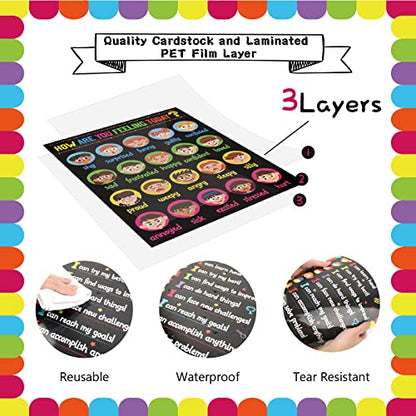 gisgfim Feelings Posters, 6 Pieces Wall Art for Classroom, Coping Strategies for Kids, Behavior Management Posters, Emotions Chart, Calm Down Corner Decorations