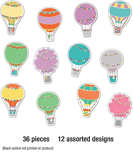 Carson Dellosa 36-Piece Pastel Hot Air Balloon Decorations, Colorful Cardstock Cutouts for Back to School, Bulletin Board, Name Tags, Classroom Decor, Teacher Supplies for Elementary and Preschool - size: Regular, style: Hot Air Balloons