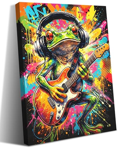 Graffiti Animals Playing Music Canvas Wall Art Funny Frog Pictures Wall Art - color: Graffiti Canvas Prints Funny Frog Wall Art