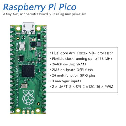 Freenove Bipedal Robot Kit for Raspberry Pi Pico (Included) (Compatible with Arduino IDE), LED Matrix Expressions, Obstacle Avoidance, Colorful Lights, Buzzer, Speaker, App - color: with Raspberry Pi Pico