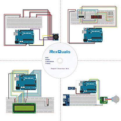 REXQualis Super Starter Kit Based on Arduino UNO R3 with Tutorial and Controller Board Compatible with Arduino IDE