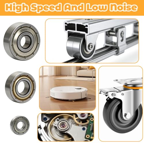 60Pcs Ball Bearings Kit 693ZZ 623ZZ 624ZZ 685ZZ 687ZZ 627ZZ 6 Sizes Small Bearings Assortment Kit Double Metal Sealed Shielded Bearings Carbon Steel Deep Groove Bearing