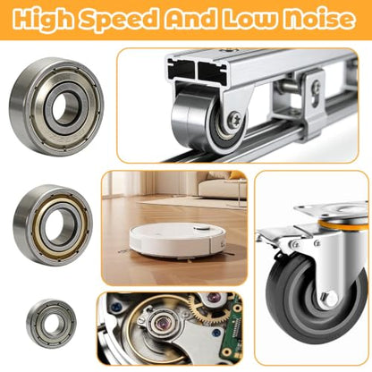 60Pcs Ball Bearings Kit 693ZZ 623ZZ 624ZZ 685ZZ 687ZZ 627ZZ 6 Sizes Small Bearings Assortment Kit Double Metal Sealed Shielded Bearings Carbon Steel Deep Groove Bearing