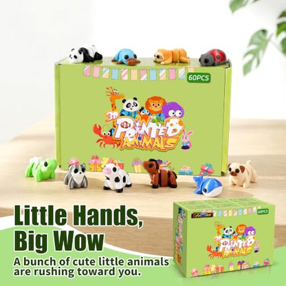 60PCS Mini 3D Printed Animals, Articulated Fidget Toys for Kids - style: 60P Mini Forest Animals