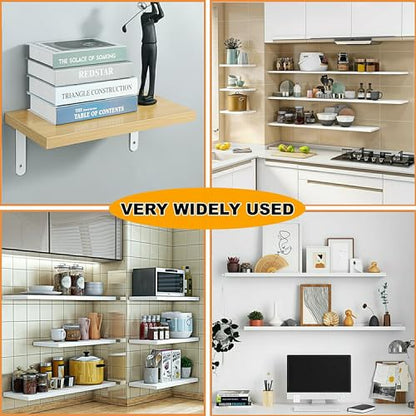 Alise White Shelf Brackets,L Brackets for Shelves,12x6.3x1.2 Inch,4 Pcs - color: White, size: 12x6.3 Inch (Upgraded)