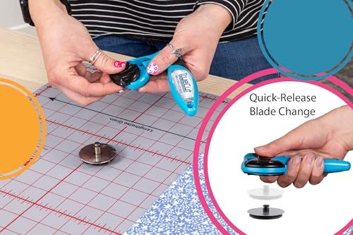 TrueCut My Comfort Rotary Cutter - 45mm Ergonomic Wheel Cutter for Fabric, Quilting, Sewing, Crafting - Left or Right-Handed - Track-and-Guide Ruler - Quilting and Sewing Supplies