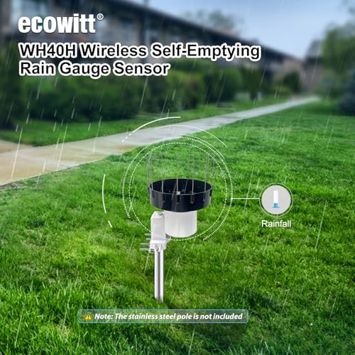 ECOWITT WH5370BH Rain Gauge Kit, Includes WH40BH Rain Gauge Sensor and WH5370BH Indoor LCD Display Console, with Bird Spike Kit, 915 MHz - style: WH5370BH