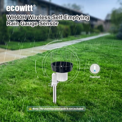 ECOWITT WH5370BH Rain Gauge Kit, Includes WH40BH Rain Gauge Sensor and WH5370BH Indoor LCD Display Console, with Bird Spike Kit, 915 MHz - style: WH5370BH