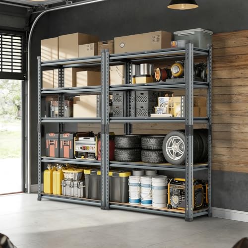Garage Storage Shelves 46" W x 20" D x 72" H, 3000 LBS Heavy Duty Shelving Unit 5-Tier Adjustable, Extra Wide Boltless Metal Storage Rack for Garage Warehouse Basement - size: 48''W x 20''D x 70''H