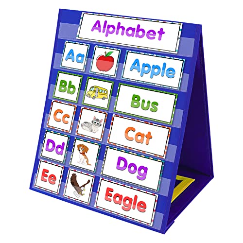 Magnetic Desktop Tabletop Pocket Chart Stand, Double Sided Small Pocket Chart for Classroom Home (15" X 12.5") - color: Easel Stand