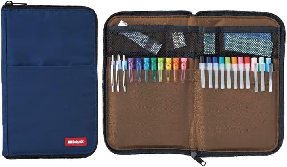 LIHIT LAB Slim Pen/Pencil Pouch, Wide, 0.7 × 5.5 × 8.5 Inches, Indigo (A7653-11) - color: Indigo, size: 0.7 × 5.5 × 8.5 Inches