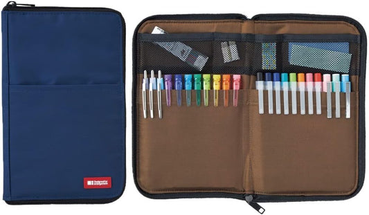 LIHIT LAB Slim Pen/Pencil Pouch, Wide, 0.7 × 5.5 × 8.5 Inches, Indigo (A7653-11) - color: Indigo, size: 0.7 × 5.5 × 8.5 Inches