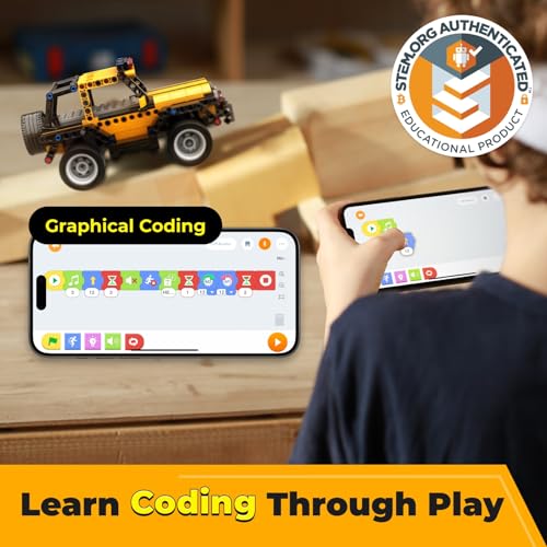 Apitor Robot R Smart Robot Building Kit with Storage Box, 4-in-1 Programmable App Remote Control Off Roader Car Toy, Authentic and Functional Design, Coding Gifts for 6 7 8 9 10 11 12 Years Old Kids - style: Robot R(Storage)