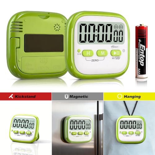 Antonki 2 Pack Classroom Timers for Kids Teachers, Magnetic Countdown Digital Kitchen Timer for Cooking, Study, Exercise, Games, Time Mangement - Loud/Silent Mode - Battery Included - color: Classic Lime Green + Mint Green