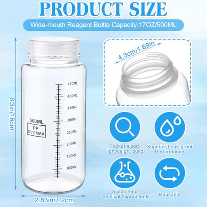 4 Pcs 16 oz Wide Mouth Plastic Bottles, PP Liquid Containers - size: 16 Ounces
