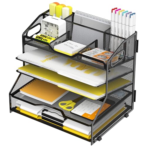 YINGHUA 5-Tier Mesh Desk Organizer, Letter Tray - Black - color: 5 Tier-black
