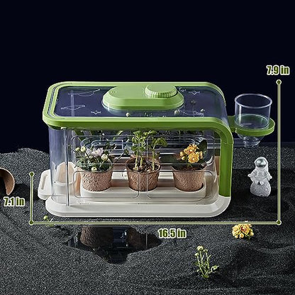 Kids Plant Growing Kit, Kids Gardening Greenhouse Growing Kit with Drip Irrigation and Grow Lights, Science STEM Toys Terrarium Kit for Boys Girls 3 4 5 6 7 8 Year Old,Kids Flower Growing Kit