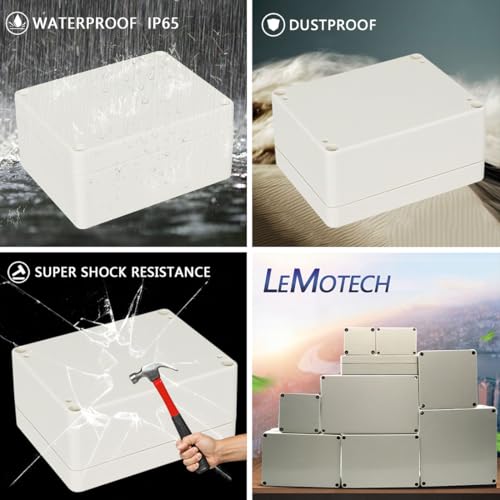 LeMotech Waterproof Dustproof IP65 ABS Plastic Junction Box Universal Electric Project Enclosure Pale Gray 4.5 x 3.5 x 2.1 inch (115 x 90 x 55 mm) - size: 4.5"x3.5"x2.1"