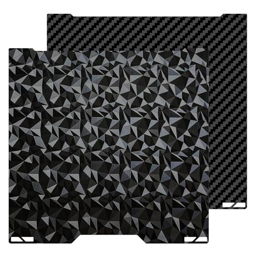 355x346mm PET PEO Double Side Build Plate for Bambu Lab H2S/H2D, Smooth Diamond PEO+Carbon Fiber PET Spring Steel Sheet Plate for Bambulab H2D 3D Printer - size: 355x346mm
