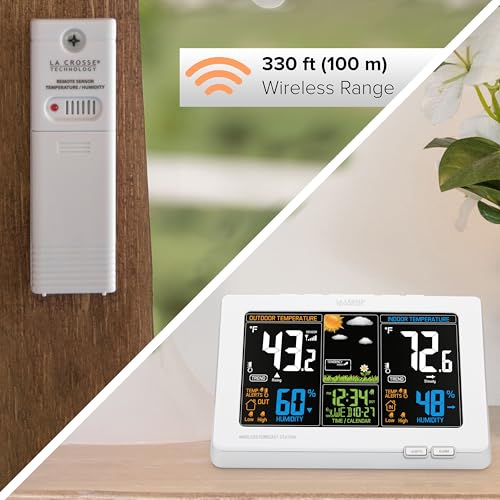 La Crosse Technology Wireless Atomic Digital Color Forecast Station with Alerts, White (308-1414W) - color: white