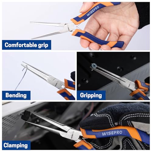 6" Mini Needle Nose Pliers, Straight/Bent Long Nose Pliers with Comfort Grip Handles, Small Needle Nose Plier for Jewelry Making, Handmade Craft (Straight Needle Nose Pliers) - style: Straight Needle Nose Pliers