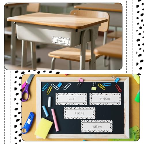 Eaasty 48 Pcs Dry Erase Magnetic Labels Reusable Magnetic Name Tag for Whiteboard Locker Fridge Classroom School Office Home(White with Black Polka Dots) - style: White with Black Polka Dots