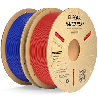 ELEGOO Rapid PLA Plus 3D Printer Filament Bundle 1.75mm Blue/Red 2KG - color: 2*1kg Blue&red