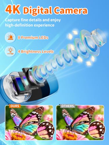 1000X Handheld Digital Microscope for Kids, 2.4" IPS Screen STEM Toys - color: Blue