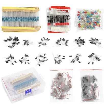 1400Pcs Electronic Component Kit, Capacitor Resistor LED Diode