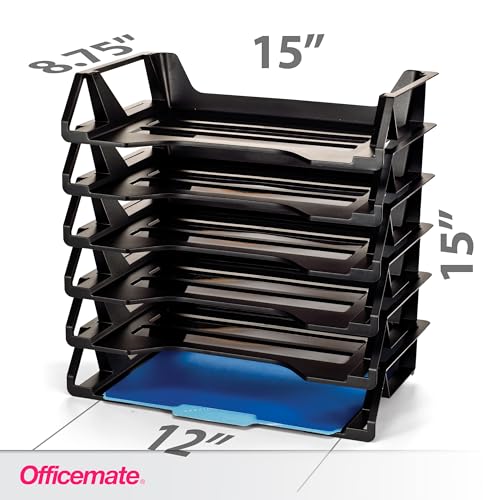 Officemate Recycled Desk Tray,Side Load,15 1/8 x 8 7/8 x 15,Letter/A4, (26212),6 Count (Pack of 4) - size: 15.6" x 5" x 10.4" (Pack of 4)