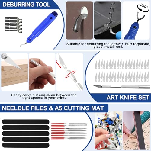 201PCS 3D Printer Tools Kit, 3D Printer Accessories for 3D Printer Modeler Basic Tools Diverse,Including Nozzle Cleaning Kit,Polishing Machine,Deburring Tool for Remove/Trim and Finish 3D Print - style: 201PCS