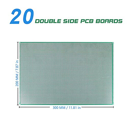 Double Sided PCB Board,D DZRCOXI Large PCB Circuit Board Protoboard 20Pcs 20X30CM for DIY Soldering Electronic Projects Compatible with Arduino Kits (20X30CM-20Pcs) - style: 20X30CM-20Pcs