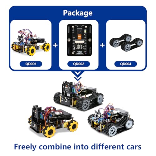 Robotics for Kids Ages 12-16, ACEBOTT 4 in 1 Smart Robot Kit with 3MP Camera + Tank Car, STEM Toys Coding Kit Compatible with Arduino & Scratch, App & Remote Control, for Kids & Teens - color: Yellow-black