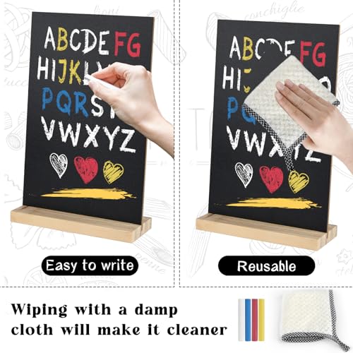 1 Pack Chalkboard 8 x 12 inch Tabletop Chalkboard Sign with Wood Base Double-Sided Message Boards Menu Chalkboard Stand for Kitchen Wedding Bar and Restaurant - color: Black-1, size: 8"W x 12"H