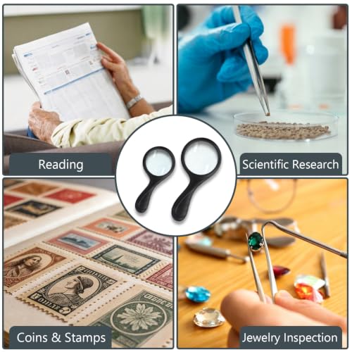 2 PCS Handheld Magnifying Glass Set, 3X & 5X Optical Glass Magnifier