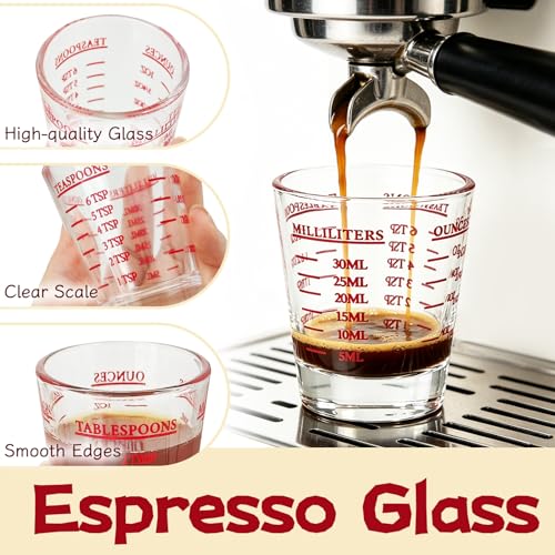 2 Pack High Borosilicate Shot Glass Measuring Cup,Espresso Shot Heavy Glass,Thick Base Liquid Measuring Cup 26-Incremental Measurement 1 OZ,2 TBS,6 TSP,30 ML - color: 2 Pack Shot Glass Measuring Cup